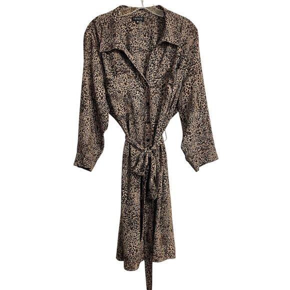 1 State Shirt Dress Size 2X Brown Animal Print Modern Rebel Long Sleeve … - Picture 1 of 9